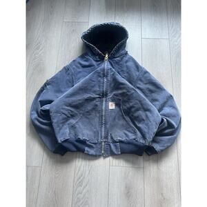 Vintage Carhartt j130 hooded zip up jacket navy blue size M men’s